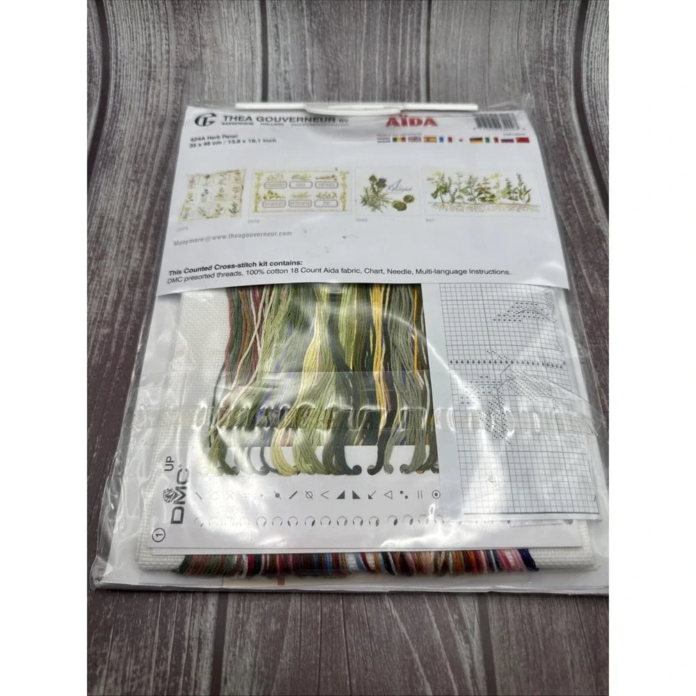 Thea Gouverneur Herb Panel Cross Stitch Kit # 424A‎ 18 Count Botanical Holland